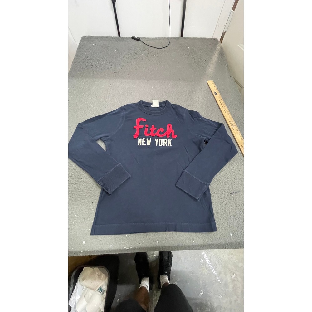 Abercrombie Kids Shirt Boys M Navy Blue Excellent Fitch New York Long Sleeve